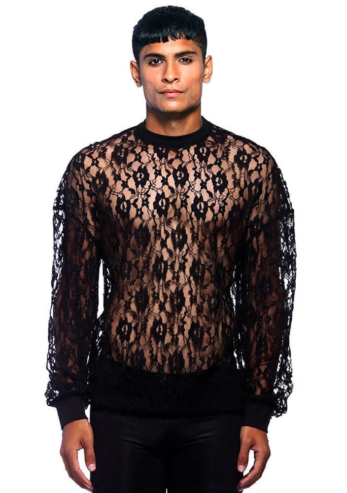 black-lace-sweatshirt-man-fashion - Ruben Galarreta