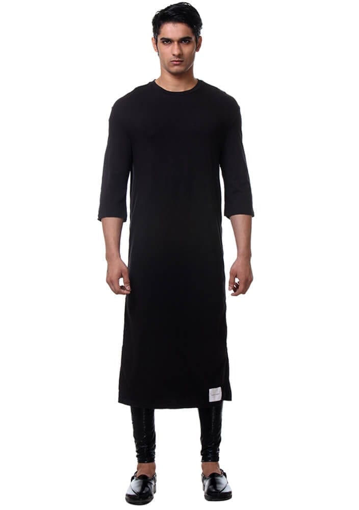 long-tunic-black-cotton-fashion-man ...