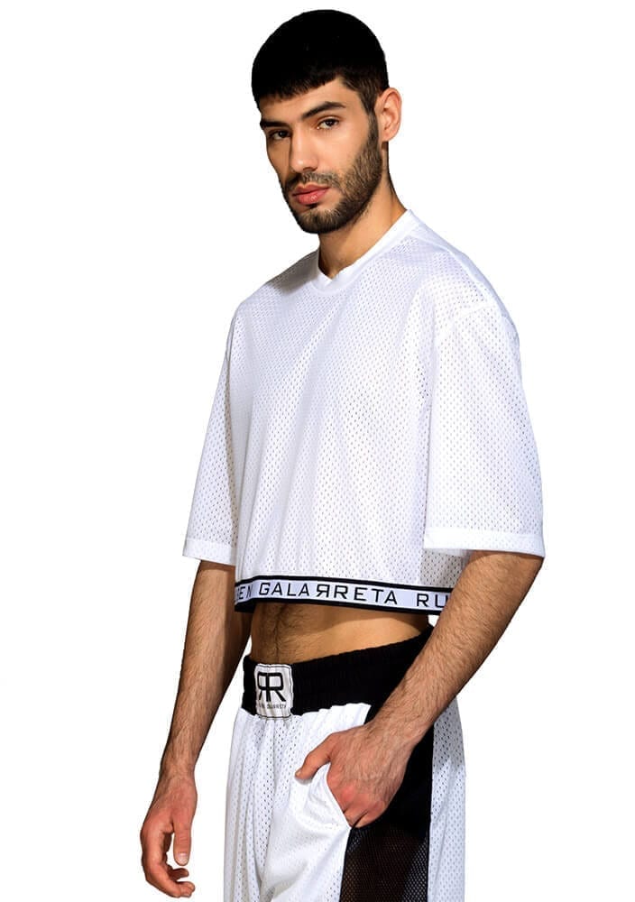 white mesh crop top