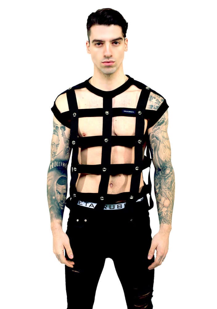 ruben-galarreta-fashion-men-style-studded-harness-top- Ruben Galarreta