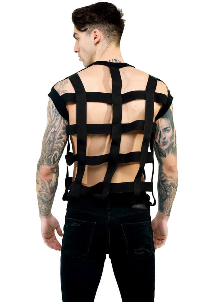 black studded harness for men - Ruben Galarreta