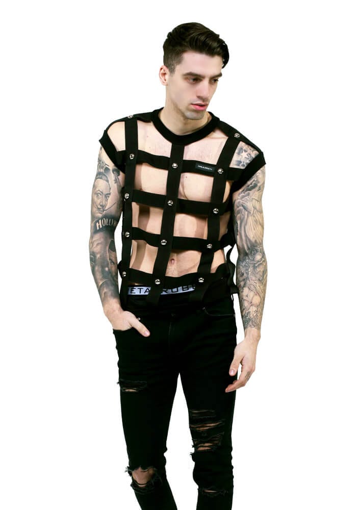 RUBEN-GALARRETA-MENS-FASHION-HARNESS-STUDDED-TOP-BACK-min - Ruben