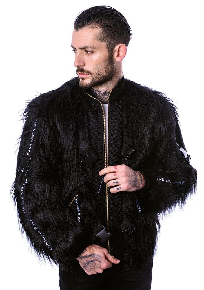 Black fur bomber for man by Ruben Galarreta