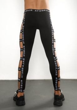 Black man legging strappedpants with cut outs.