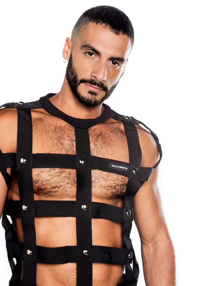 black studded harness for men - Ruben Galarreta