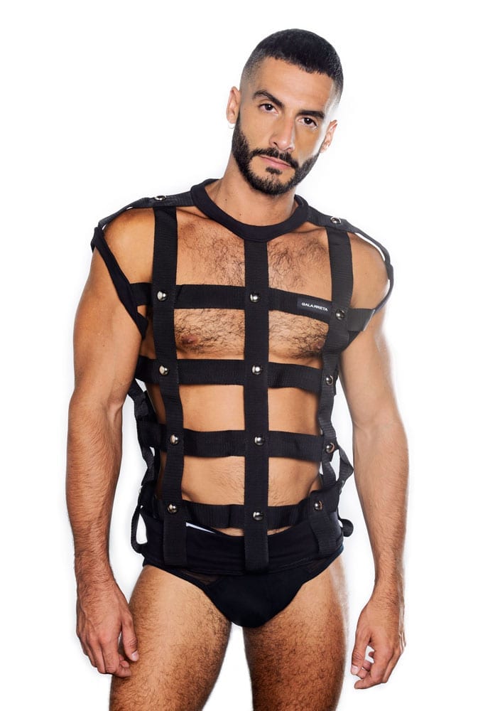 black studded harness for men - Ruben Galarreta