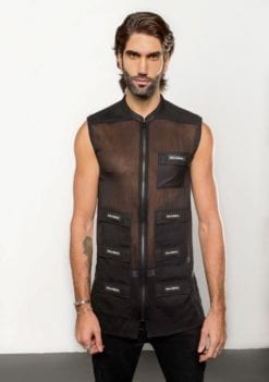Transparent black waistcoat by Ruben Galarreta