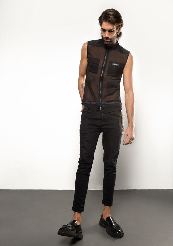 black sheer mens shirt