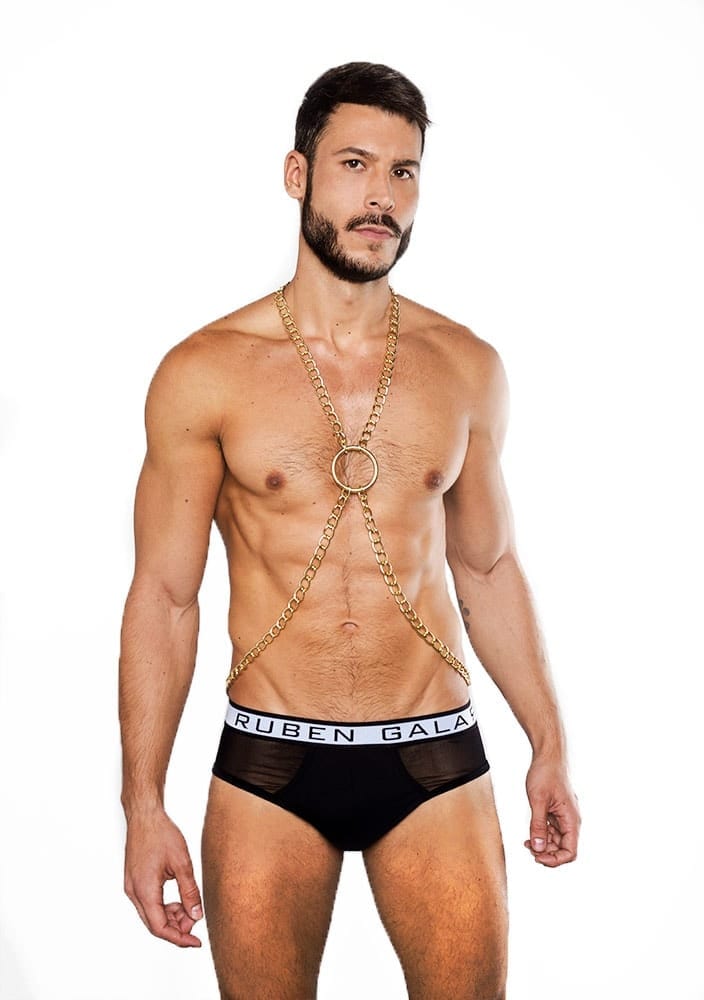 Gold Chain Harness for gay men by Ruben Galarreta