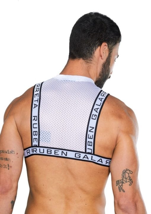 White mesh harness for hot men by Ruben Galarreta