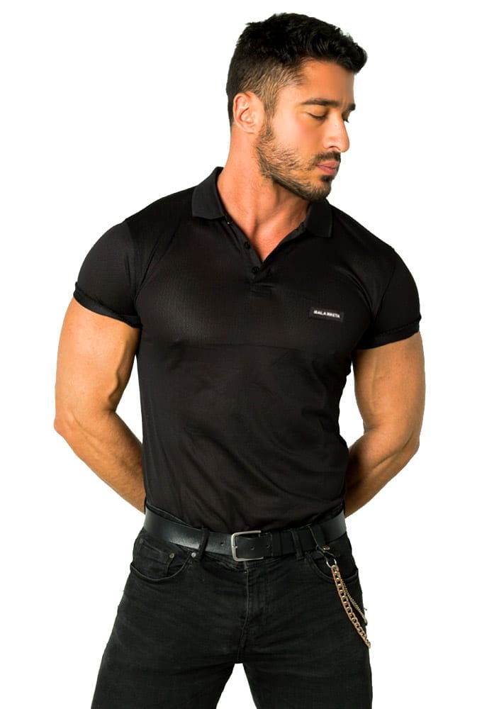 Polo Negro de Micro Rejilla de Rubén Galarreta