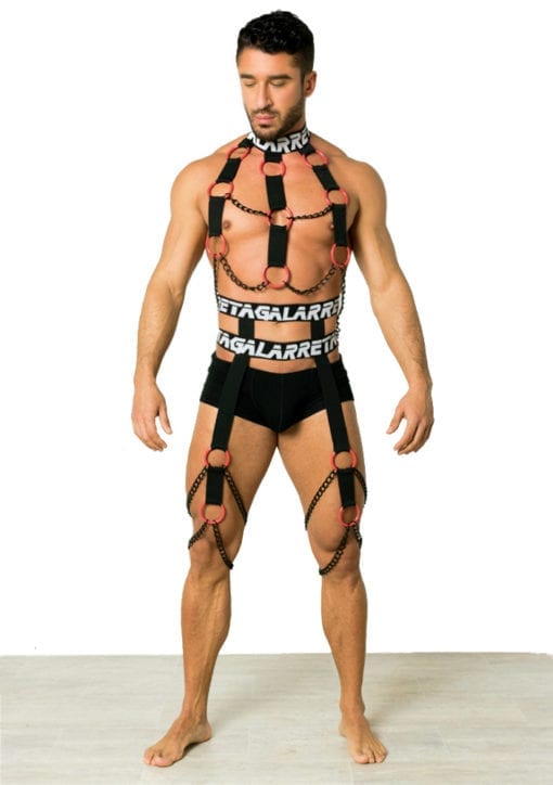 gay fashion total look of fetish harnesses
