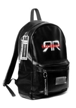 black vegan leather backpack