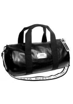 black vegan leather gym bag