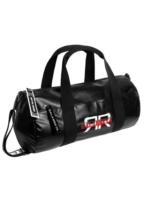 black vegan leather fashion gym bag