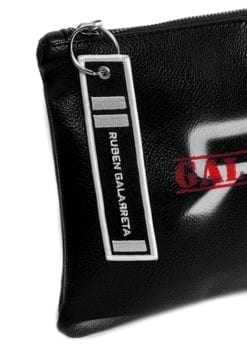 detail of fashion big puller of vegan leather bag