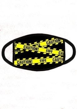 Caution coronavirus face mask, designed by Ruben Galarreta