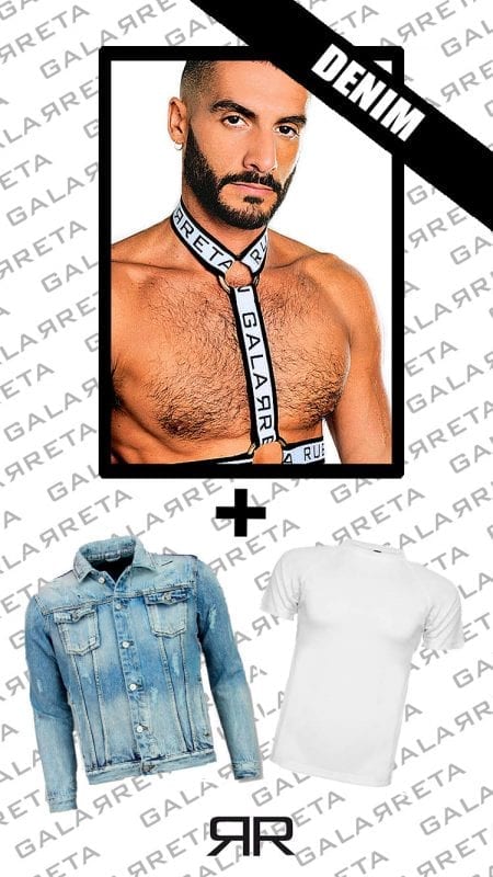 chest harness for men with denim