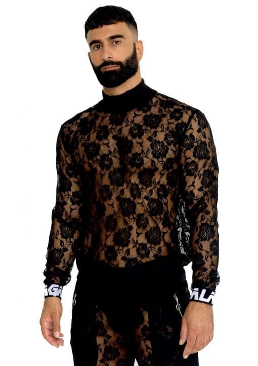 black lace sweatshirt for men
