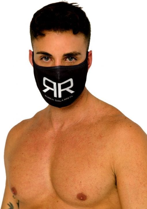 Mascarilla en color negro para hombre con estampado del logotipo Galarreta en blanco