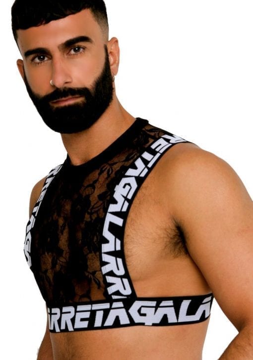 gay harness made of lace fabric