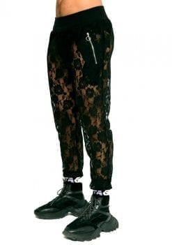 jogger encaje transparente flores oscuras para hombre