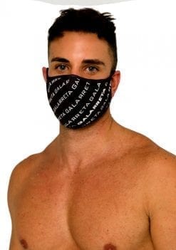 Mascarilla para hombre negra con estampado Galarreta en color blanco